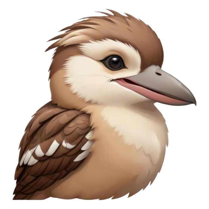 Meme-Worthy Cute Sleeping Kookaburra Portrait Emoji, Head resting peacefully with a contented smile, showcasing a stout build and a luxuriously soft brown plumage, eyes shut in a serene, restful doze, Simplified yet hilariously adorable features, highly detailed, glowing with a soft, drowsy light, high shine, relaxed and utterly lovable, stylized with an air of playful laziness, bright and heartwarming, soft glowing outline, capturing the essence of a comically sleepy kookaburra, so meme‐worthy it feels like it could instantly become the next viral sensation of adorable slumber! sticker