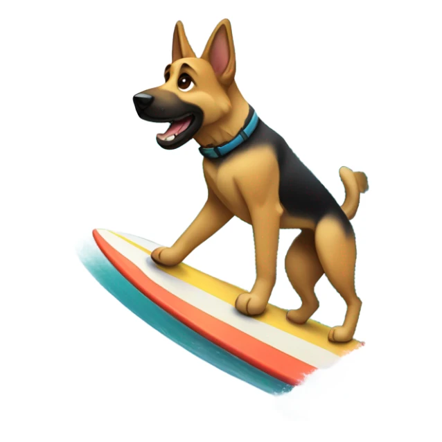 German shepherd with sunglasses surfing a big wave sticker