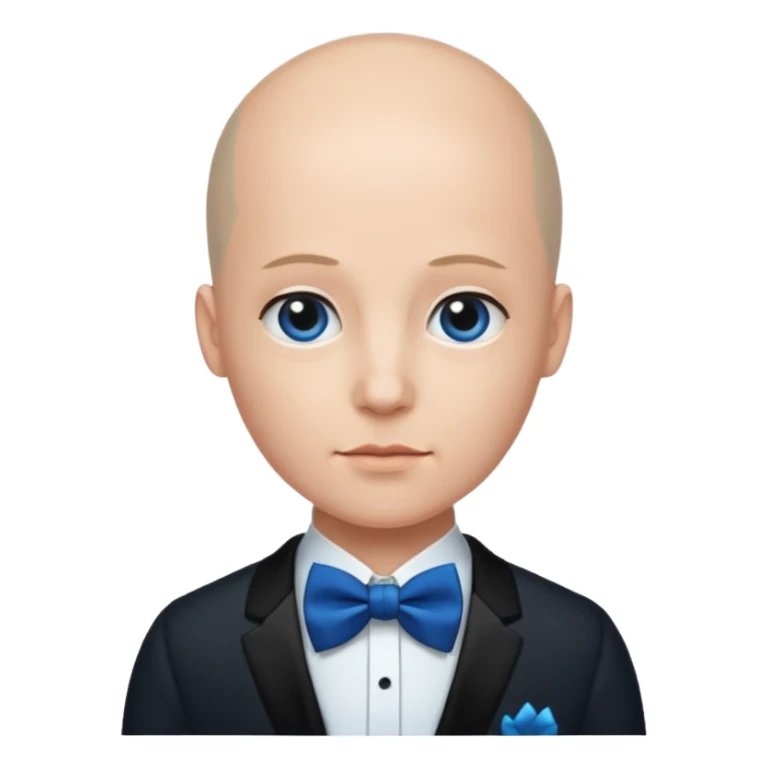 Bald with blue bow tie, midnight balck dress. sticker