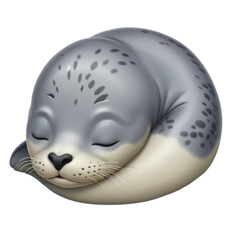 Meme-Worthy Cute Sleeping harbour seal Portrait Emoji, Head resting peacefully with a contented smile, showcasing a smooth, streamlined body and eyes gently closed in serene slumber, Simplified yet adorably endearing features, highly detailed, glowing with a soft, drowsy ocean light, high shine, relaxed and utterly lovable, stylized with an air of playful laziness, soft glowing outline, capturing the essence of a sleeping seal that feels destined to become the next viral icon of adorable rest! sticker