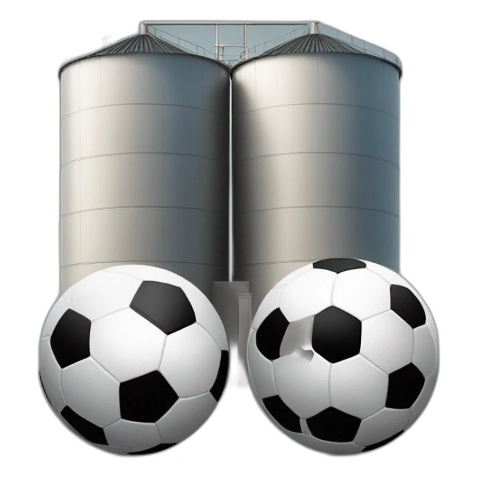 two-soccer-balls-in-front-of-a-silo sticker