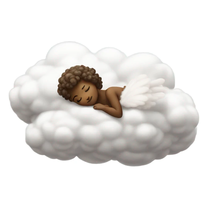 Realistic Photo of pale cupid asleep lying on a cloud sticker