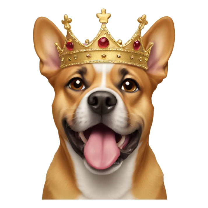 Dog wearing crown with tongue out sticker