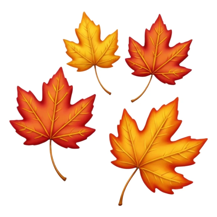 3 autumn leaves, blowing the left in the wind, white background sticker