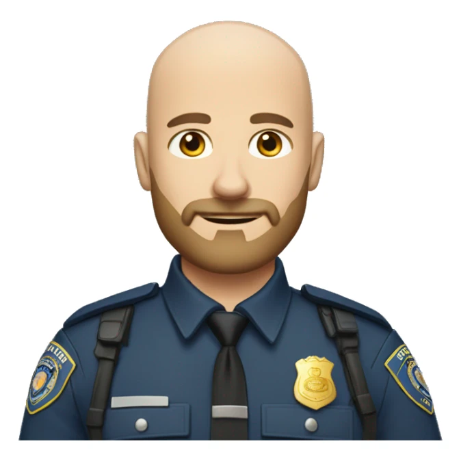 Bald Caucasian man with light brown beard in police uniform  sticker