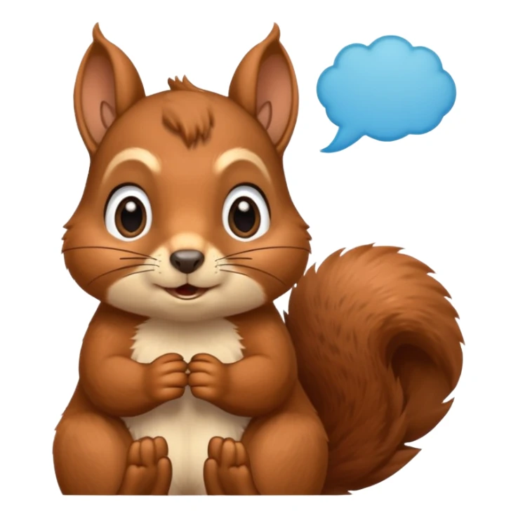 a squirrel holding its chin, eyes looking up, with a prominent thought bubble above its head sticker