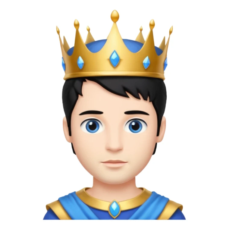 Prince with crown, whole Body, black hair, blue eyes,  sticker