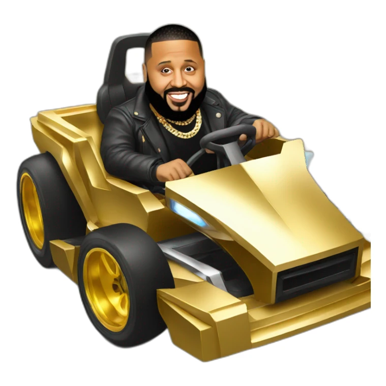 Dj khaled riding a gold kart sticker
