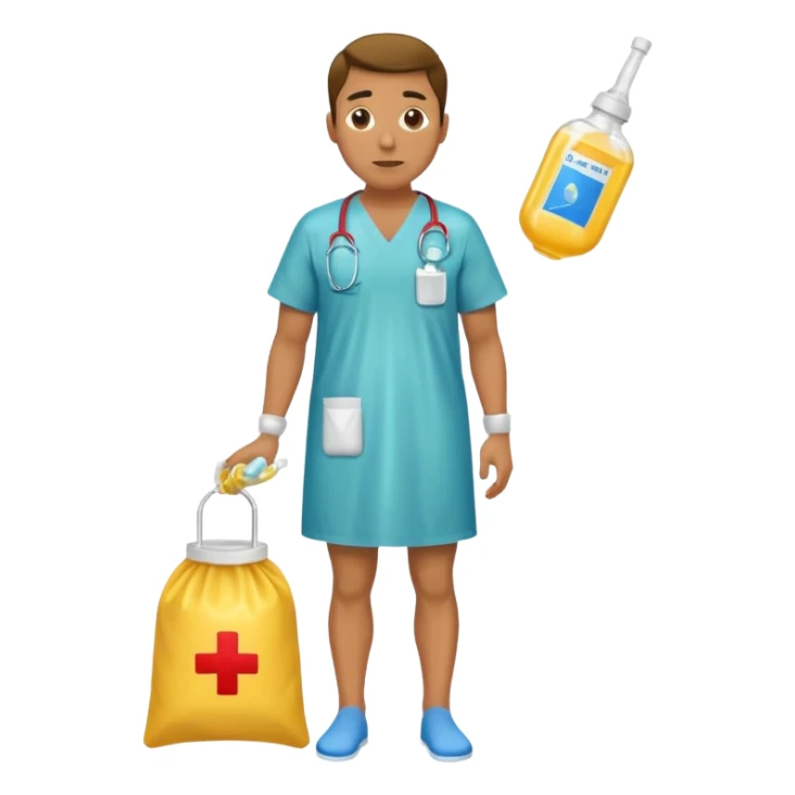 Man with a urine condom and leg bag sticker