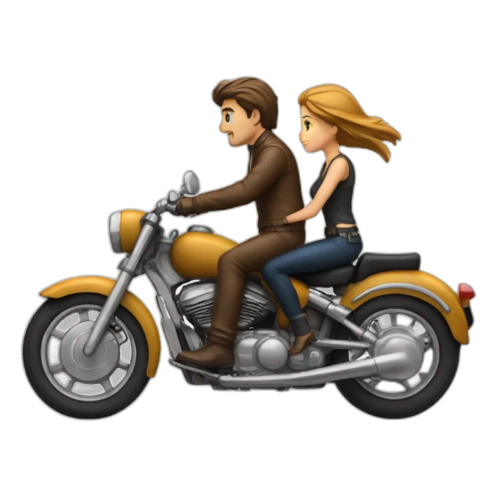 Motorcicle with a Man driving and a girl behind sticker