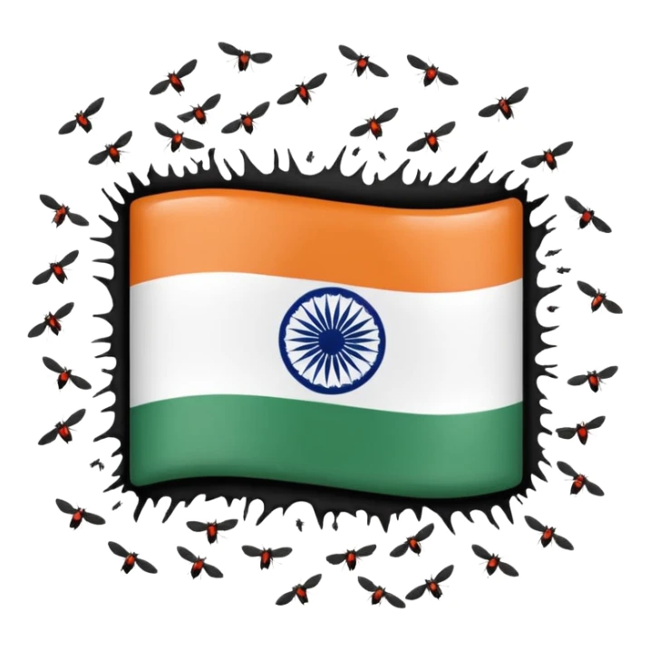 Create an Indian flag with flies above it and a stench coming off that is causing  the flies to be there sticker