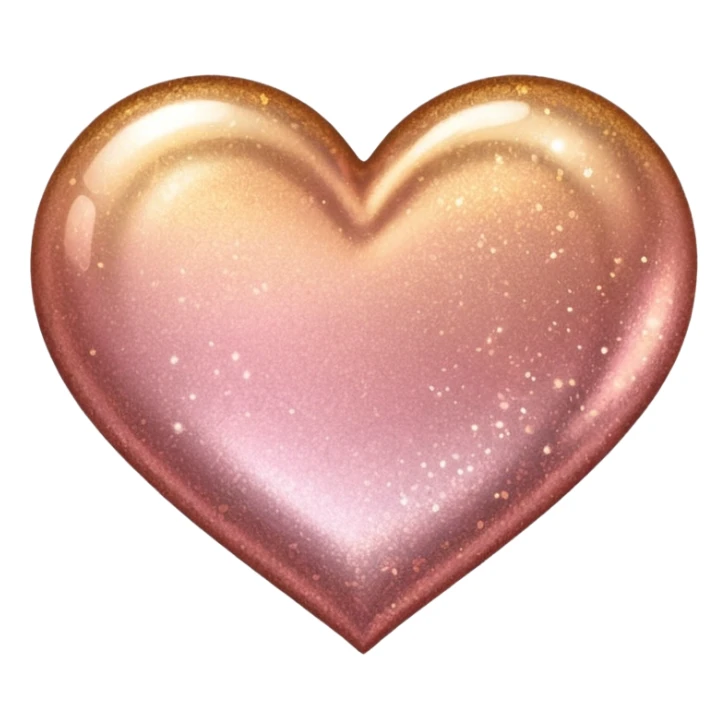 glitter heart, metallic rose gold to gold ombre sticker