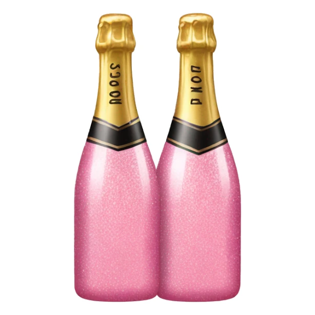 two sparkly pink bottles of champagne clinking sticker