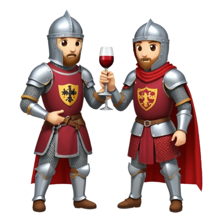 Two knights fighting over bottle of wine sticker