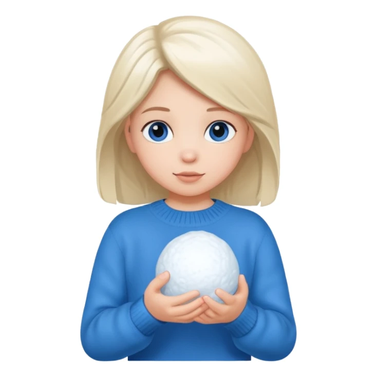 kid girl with sweater holding snowball sticker