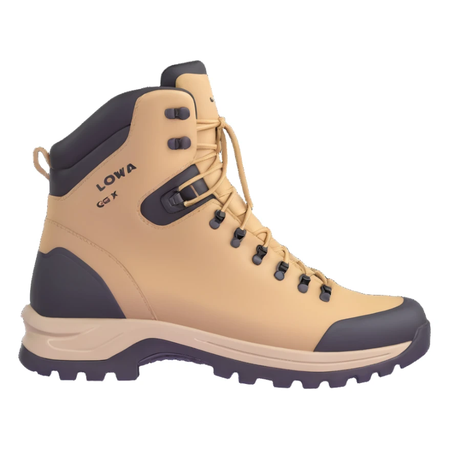 Lowa GTX hiking boots in beige color sticker