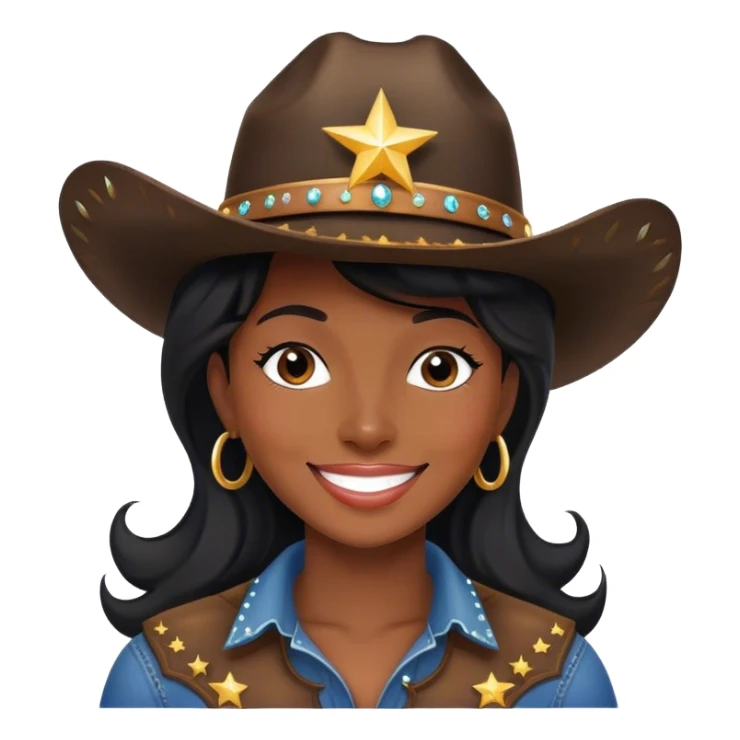 Black cowgirl with stars surrounding  sticker