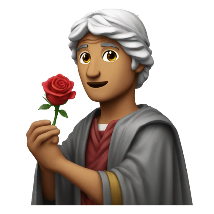 Dante Alighieri holding a rose in his hand sticker