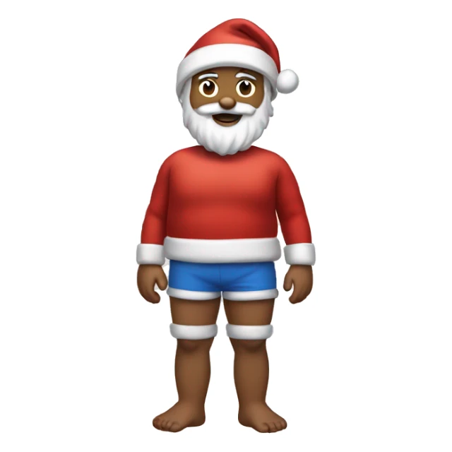 Santa in short shorts on skies.  sticker