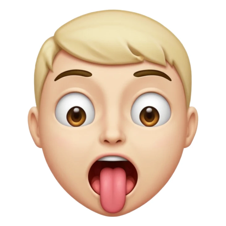 Head shaking while tongue sticking out and eyes open sticker
