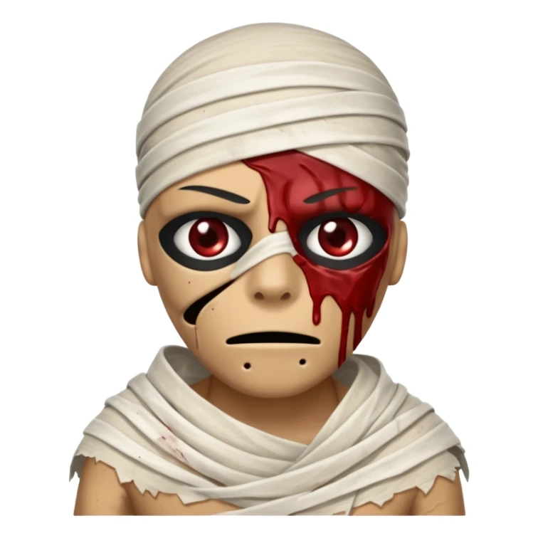 halloween mummy with blood stains semi-covered eyes sticker