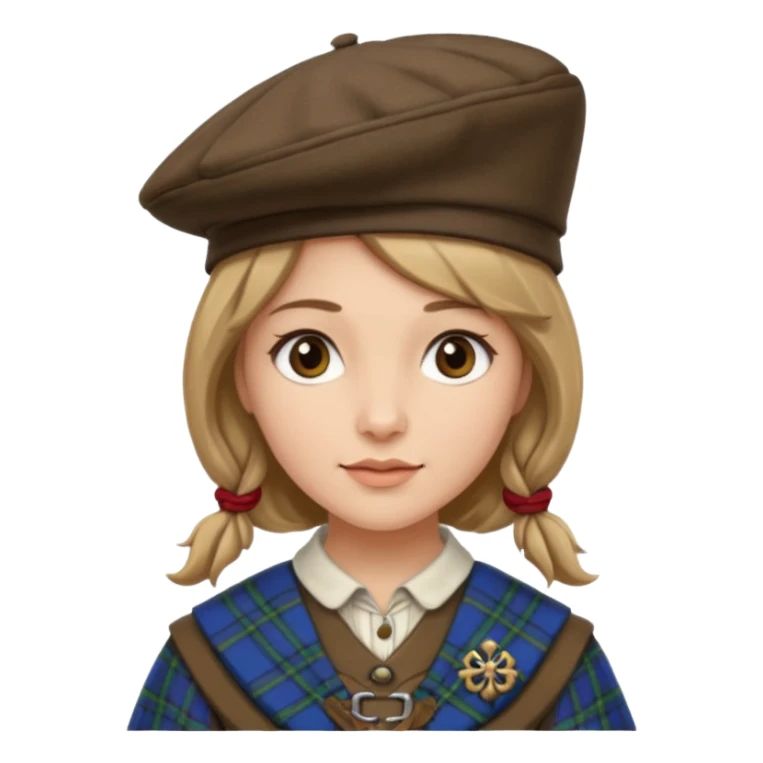 female with scottish attire and dark blonde hair sticker
