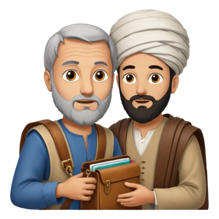 herodotus speaking with a Persian man, who is carrying the mail sticker