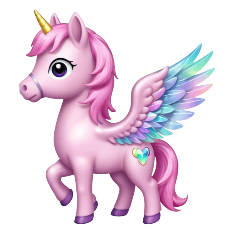 Sparkly little soft pink pony wings  sticker