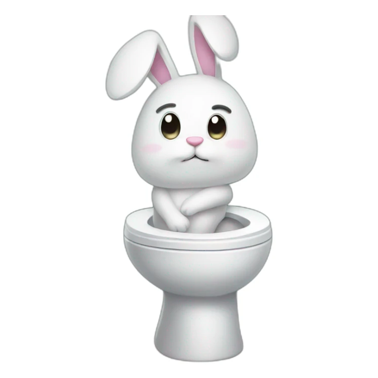 Sad bunny in toilet sticker