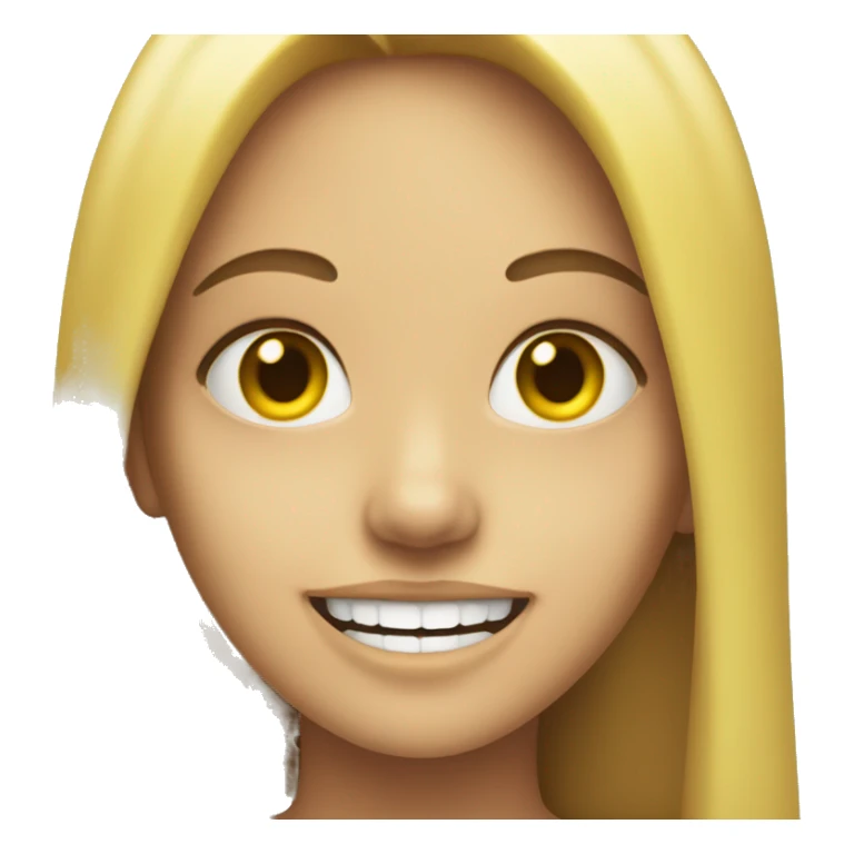 Girl smiling with yellow bone in mouth  sticker