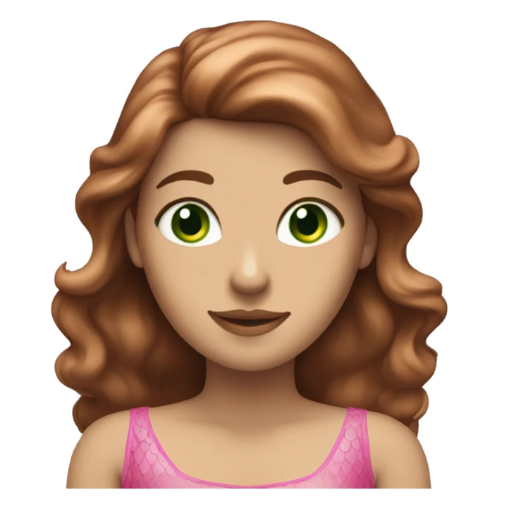 A brown-haired woman with green eyes as a pink mermaid with wings. sticker
