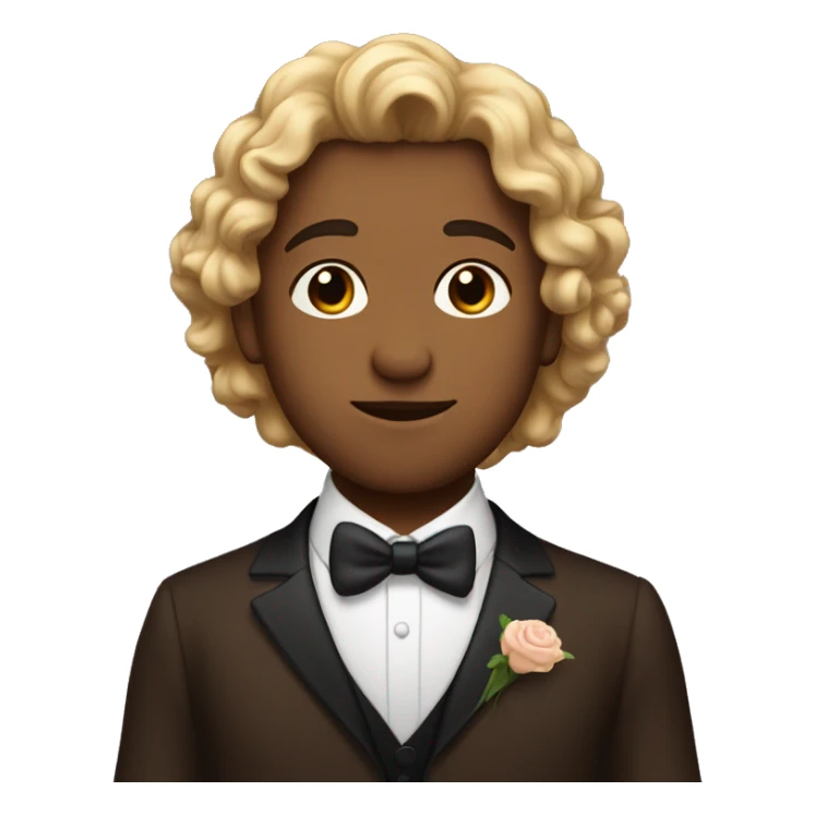 romantic kiss in formal attire man is brown with curly hair  sticker
