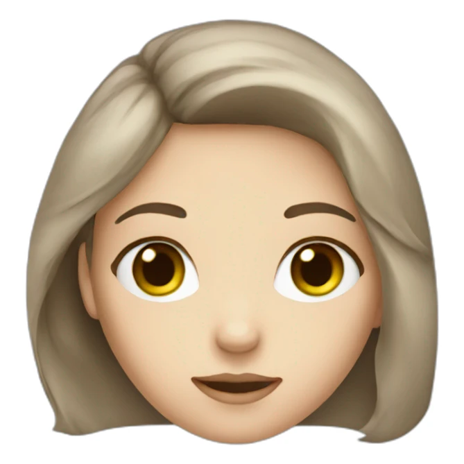 She has green eyes, brown hair, and white skin  sticker