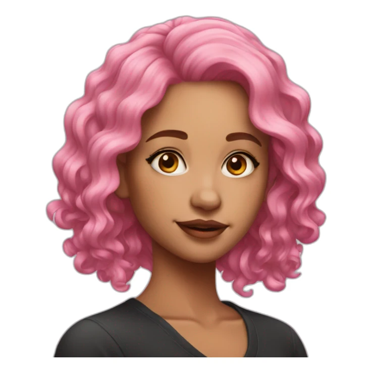 Beautiful Girl,Pink Wavy Hair sticker