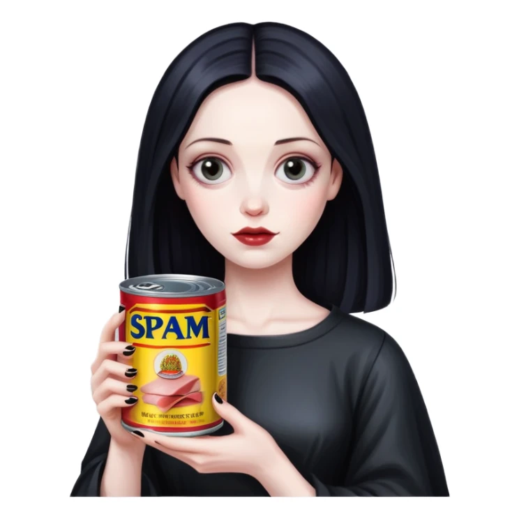 gothic monalisa holding spam meat can sticker