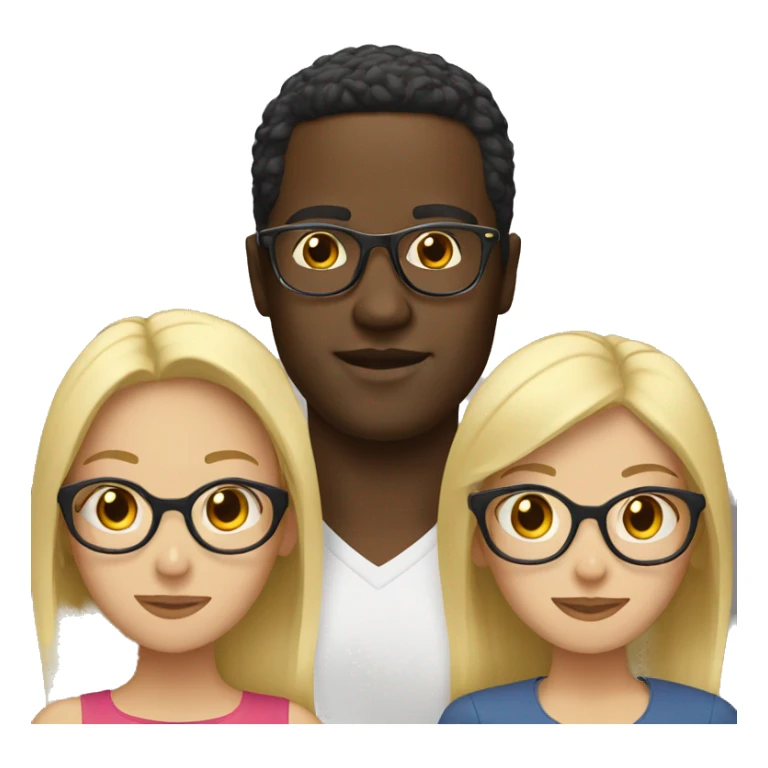 Black guy glasses with two blondes sticker
