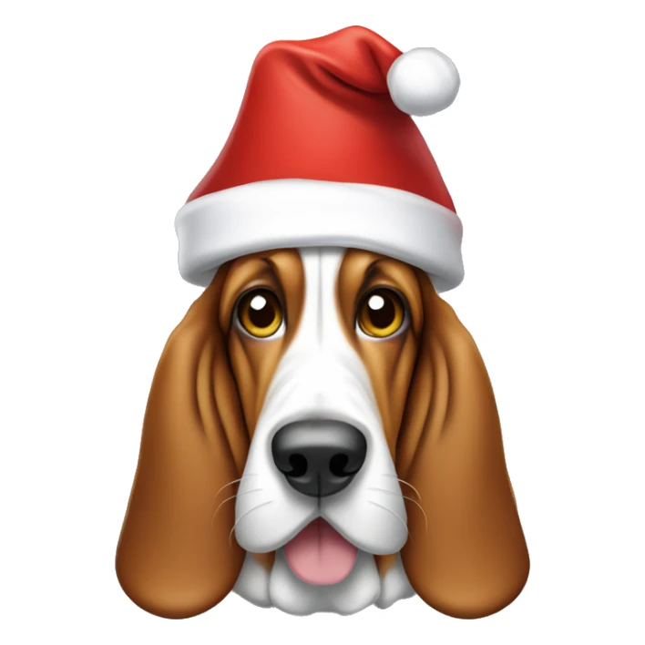 basset hound wearing santa hat sticker