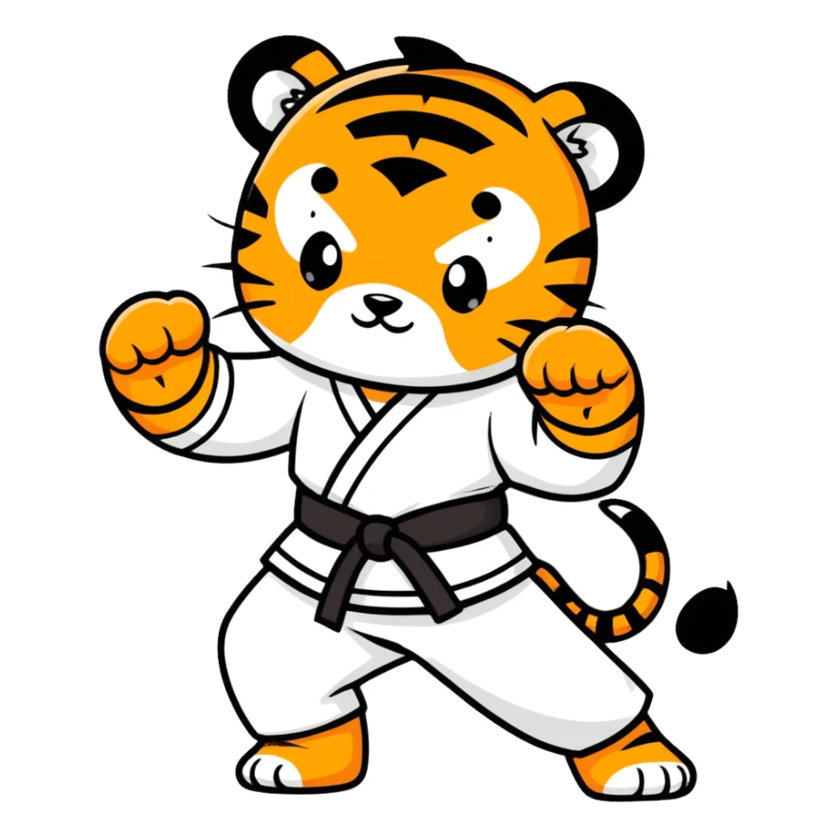 A tiger baby in karate outfit sticker