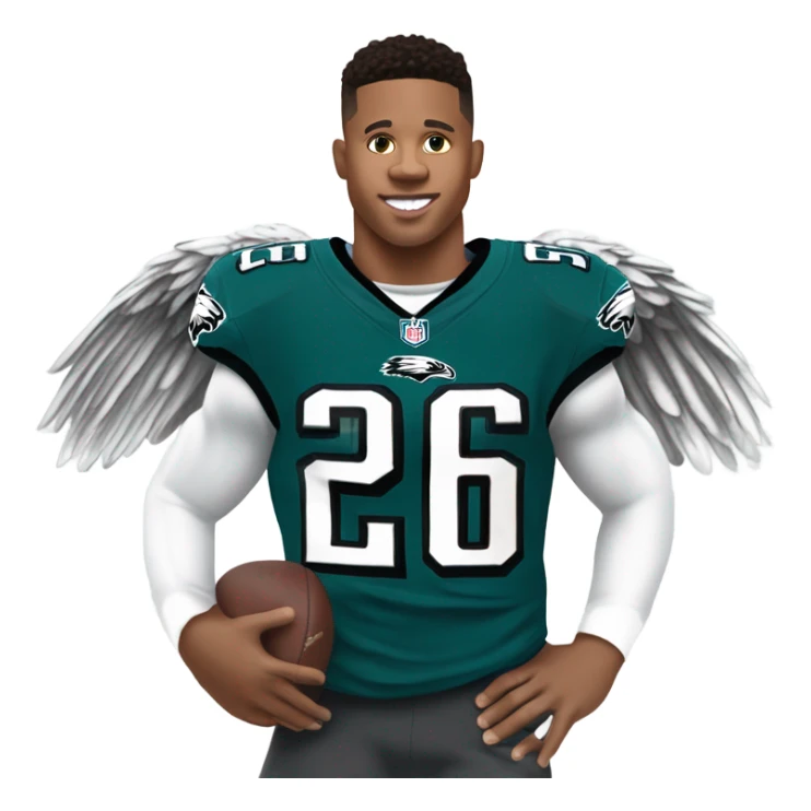 Philadelphia Eagles running back Saquon Barkley number 26 with bald eagle wings sticker