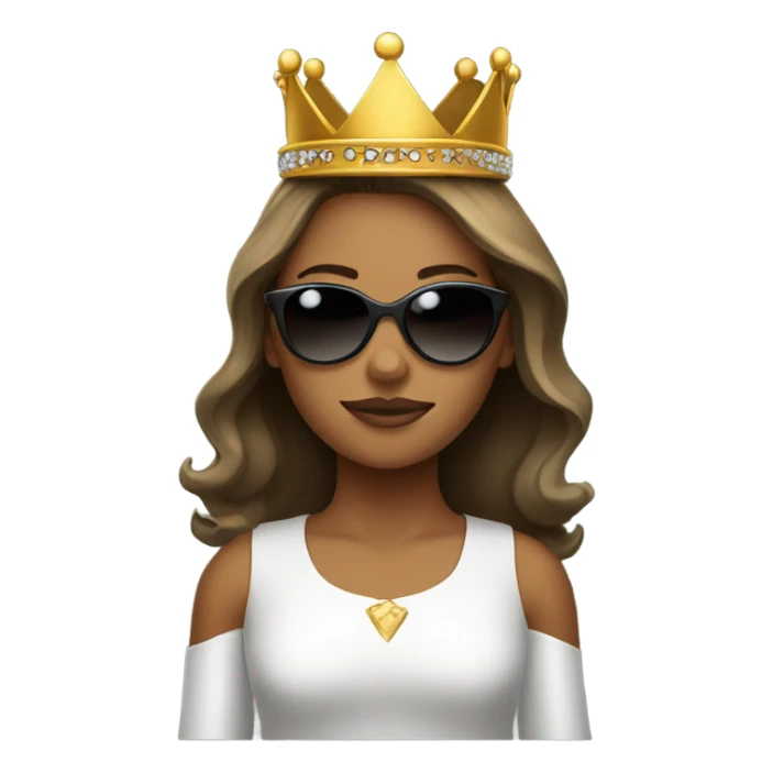 Girl with sunglasses with a crown sticker