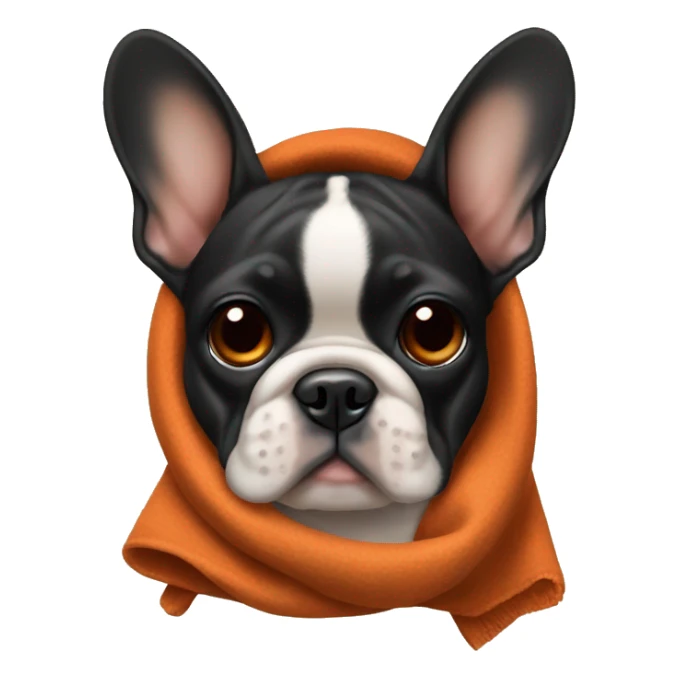 Black and tan frenchie with burnt orange blanket  sticker