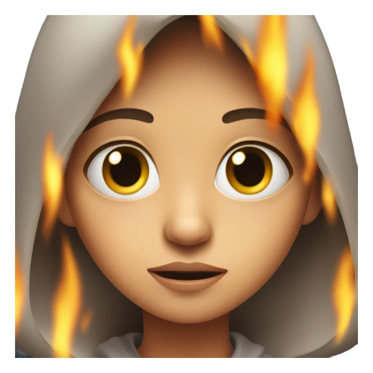 Girl nervous and surrounded by flames sticker