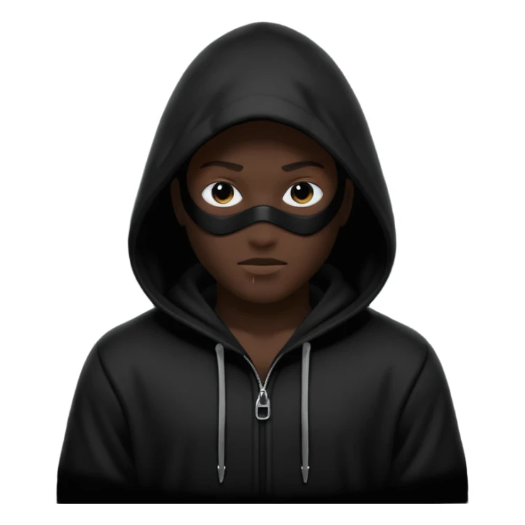 silhouette of a hooded hacker, minimal, strong contrast sticker