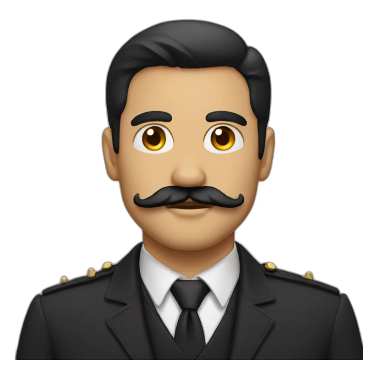 man with hot eye and handlebar mustache black hair sticker