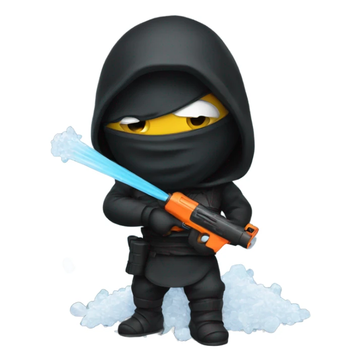 A dark ninja with a water gun and a pile of salt sticker