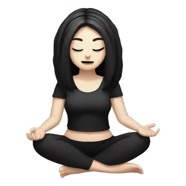 goth white girl and black hair meditating sticker