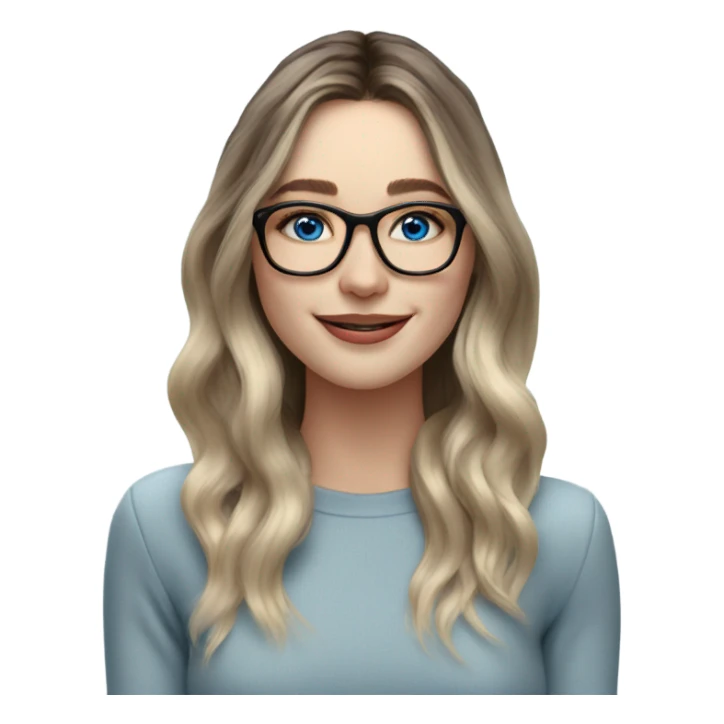 Shoulder length Balayage pale model lady with glasses and blue eyes happy  sticker
