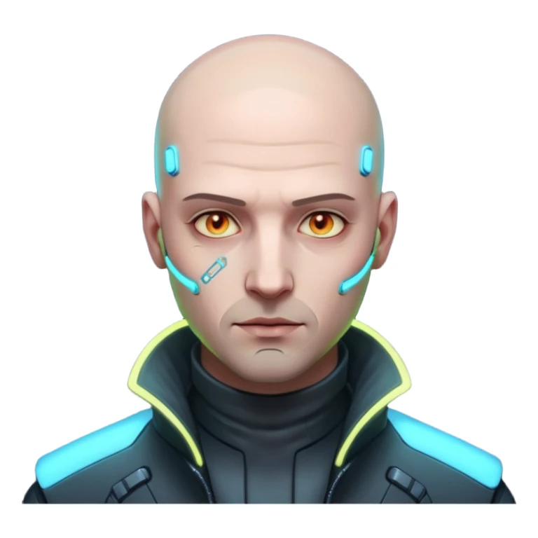 cyberpunk man whihout hair sticker
