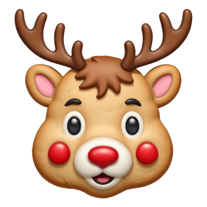 reindeer head shape cookie, no eyes, only have red nose on face sticker