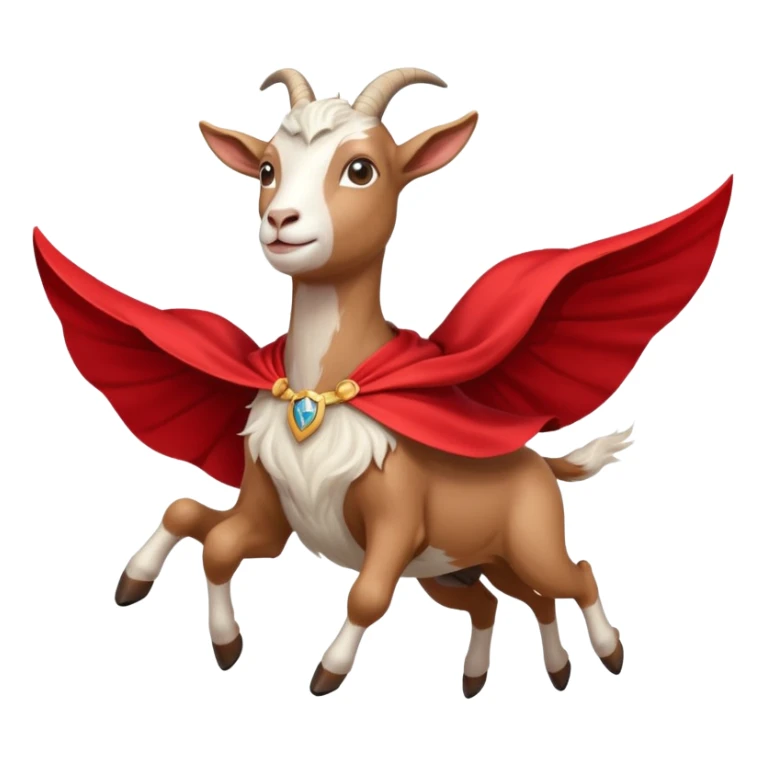 white female goat wearing a read cape like superman sticker